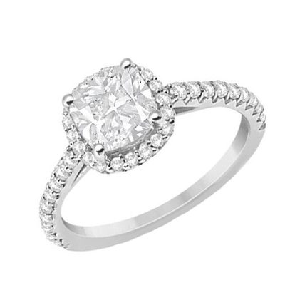 GIA Certified 2.00 Carat Diamond Engagement Ring 18k Cushion Cut White Gold