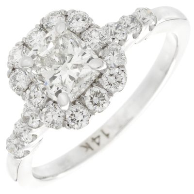 GIA Certified  1.54 carat Diamond Engagement Ring Cushion Cut 18k White Gold