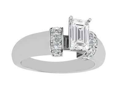 GIA Certified Diamond Engagement  Ring 1.50 CT Emerald Shape 18k White Gold
