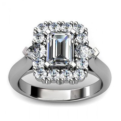 GIA Certified 18k White Gold 2.00 Carat Emerald Cut Diamond Engagement Ring