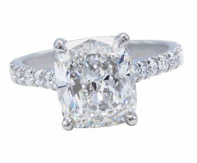 GIA Certified 2.00 Carat Cushion Cut Diamond Engagement Ring 14k White Gold