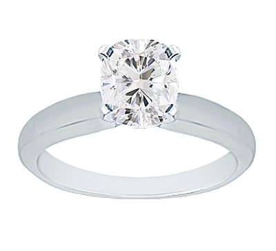GIA Certified 1.00 CT Cushion Cut Natural Diamond Solitaire Ring - 14K Gold