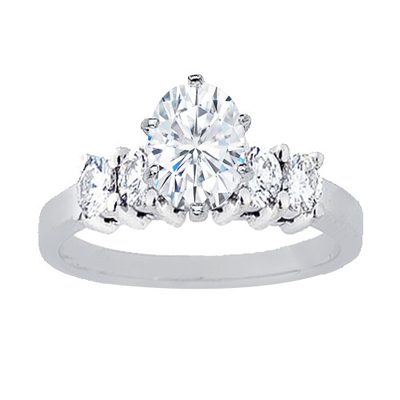 GIA Certified 1.50 CT Diamond Engagement Ring  Oval & Round Cut 14k White Gold