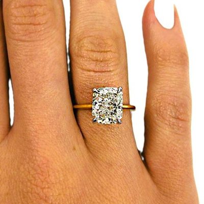 GIA Certified 2.00 Carat Cushion Cut Solitaire Diamond Ring - 14K Yellow Gold