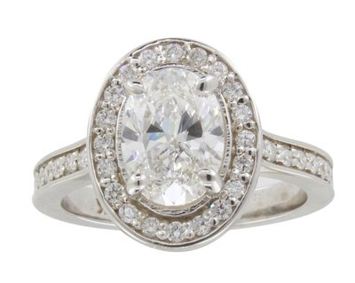 GIA Certified Diamond Engagement Ring 2.00 Carat 18k White Gold Oval Cut