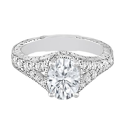 GIA Certified 2.00 CT Oval & Round Cut Diamond Engagement Ring 18k White Gold