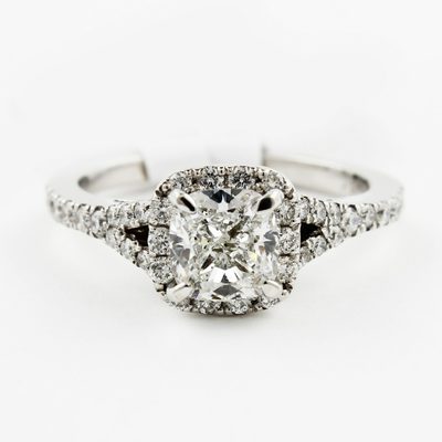 GIA Certified 2.00 Carat Cushion Cut Diamond Engagement Ring 18k White Gold