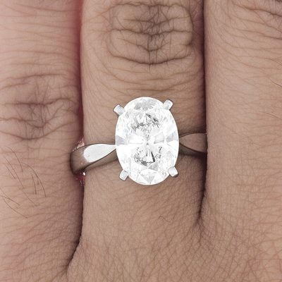 GIA Certified 3.00 CT Oval Cut / Shape Diamond Solitaire Ring - Platinum