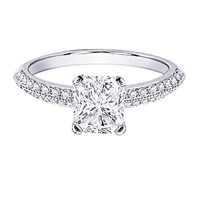 GIA Certified 1.50 CT Natural Radiant Cut Diamond Engagement Ring -14K & Rounds