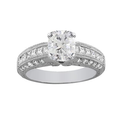 GIA Certified 2.50 Carat Diamond Engagement Ring Cushion Cut 18k White Gold