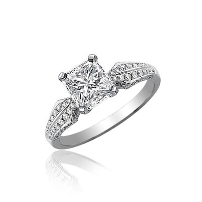 GIA Certified Diamond Engagement Ring Radiant Cut 2.00 Carat 18k White Gold