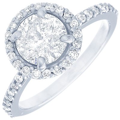 GIA Certified 2.00 Carat Diamond Engagement Ring Round Cut Halo 18k White Gold