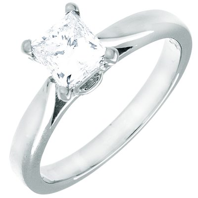 GIA Certified 1.00 Carat Diamond Engagement Ring Princess Cut 18k White Gold