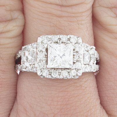 GIA Certified 2.00 CT Diamond Engagement Halo Ring Princess Cut 18k White Gold