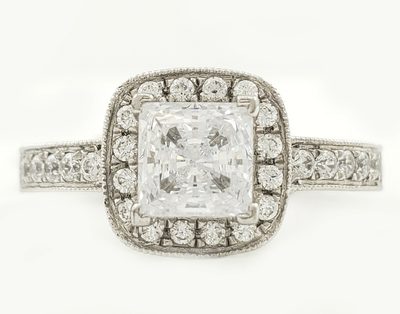 GIA Certified 1.52 carat Diamond Engagement Ring Cushion Shape 18K Gold