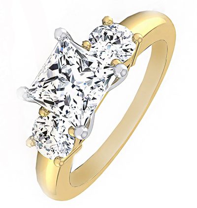 GIA Certified Ladies Diamond Engagement 18k Yellow Gold 3 Stone Ring 1.50 Car...