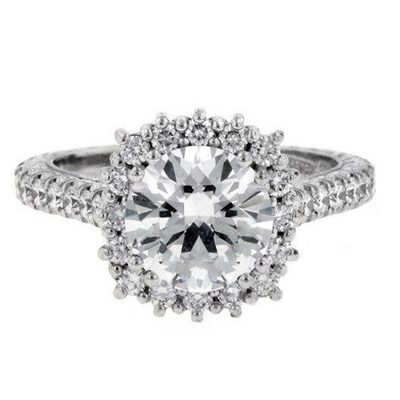 GIA Certified Diamond Engagement Ring  Round Cut2.00 Carat 18k White Gold