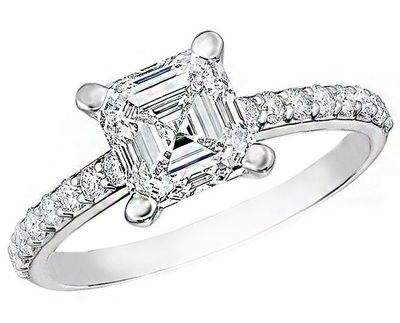 GIA Certified Diamond Engagement Pave Ladies Ring Asscher Cut 1.90 carat tota...