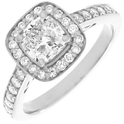 GIA Certified 1.90 CTW Diamond Cushion Cut Engagement Ring  18k Gold