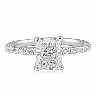 GIA Certified 1.50 Carat  Diamond Engagement Radiant Cut Ring 18k White Gold