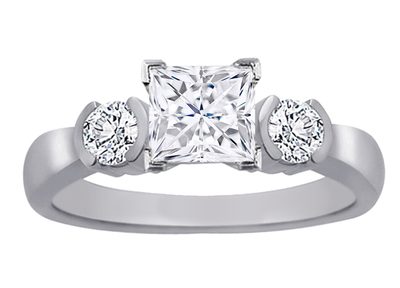 GIA Certified1.30 CTW  Diamond Engagement Ring Princess & Round 18k Gold