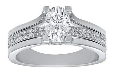 GIA Certified 2.26 Ct Diamond Engagement Ring Oval 14K White Gold VS1 H