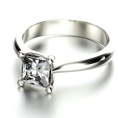 GIA Certified 1.00 Carat Diamond 18k Engagement Ring Asscher Cut Solitaire