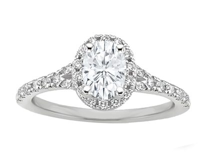 GIA Certified 2.00 CT Oval Cut Diamond Engagement Pave Style Ring 18k White Gold