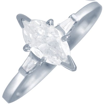 GIA cert. Engagement Ring 1.40 CTW Vintage Inspired Marquise cut Diamond  18K