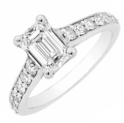 GIA Certified 1.00 carat Diamond Engagement  Emerald Cut center Proposal Plati..