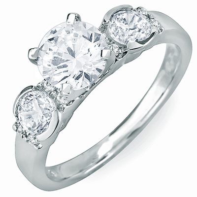 GIA Certified Diamond Engagement Ring Round Brilliant3-Sto<wbr/>ne 1.40 CTW