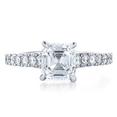 GIA Certified Diamond Engagement Ring Asscher Cut 2.00 Carat 18k White Gold