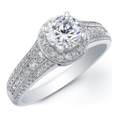GIA Certified 2.70 CTW Diamond Engagement Halo Ring Round cut 18K