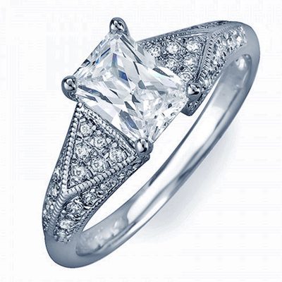 GIA Certified 2.00 CTW Diamond Engagement Ring 18K Radiant Cut