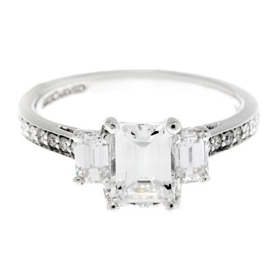 GIA Certified 2.00 Carat Diamond Engagement Ring Emerald Cut 18k White Gold