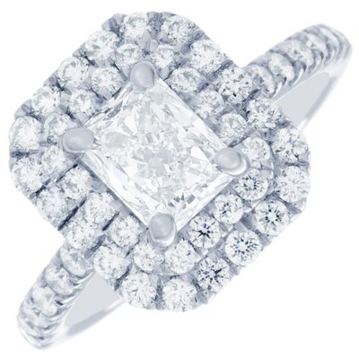 GIA Certified 2.50 Carat Diamond Engagement Ring Radiant Cut 18k White Gold