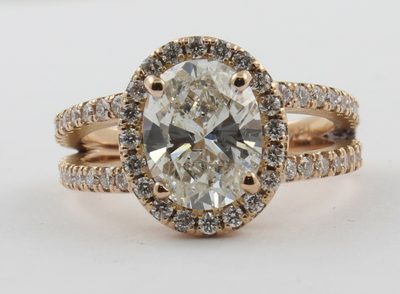 GIA Certified 2.50 Carat Oval Cut Diamond Engagement Ring 14k Yellow Gold