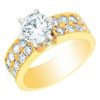 GIA Certified 2.00 CTW Diamond Engagement Ring Round Brilliant 18k Gold