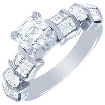 GIA Certified 2.20 CTW 18k White Gold Diamond Engagement Ring Asscher Cut