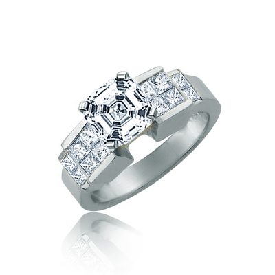 GIA Certified 2.50 Carat Asscher Cut Diamond Engagement Ring 18k White Gold
