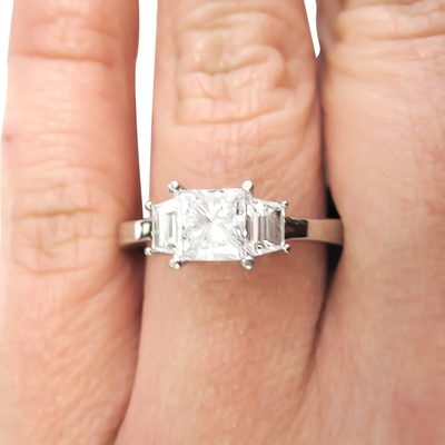 GIA Certified 1.50ct Diamond Engagement Ring 3 Stone Princess Cut 18k White Gold