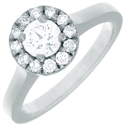 GIA Certified 1.40 CTW Round 18k Gold Diamond Halo Style Engagement Ring