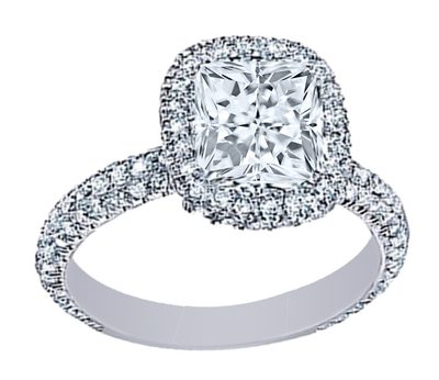 GIA Certified Diamond Engagement Ring 2.50 Carat Princess Cut 18k White Gold