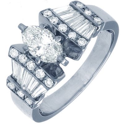 GIA Certified 1.00 Carat Diamond Engagement Ladies Ring Marquise cut