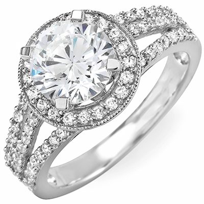 GIA Certified 2.25 Carat Round 18k Diamond Engagement Ring Vintage Design