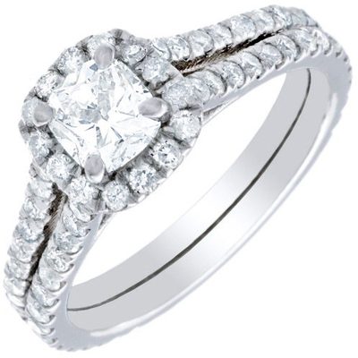 GIA Certified 1.75 Carat Diamond Engagement Ring Cushion Cut  18k White Gold