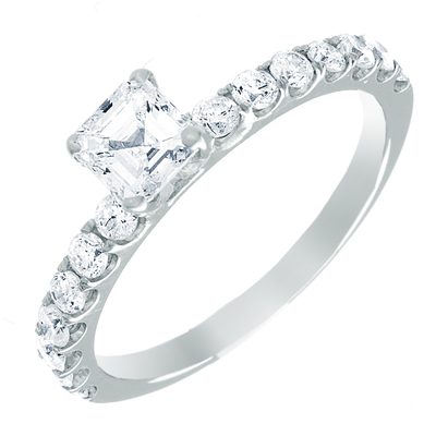 GIA Certified Diamond Engagement Ring 18k Beautiful 1.65 carat Asscher cut