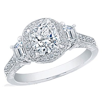 GIA Certified Diamond Engagement Ring 2.50 Ct Cushion Cut Diamond 18k White Gold