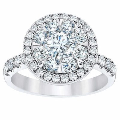 GIA Certified 2.00 Carat Diamond Engagement Ring Round Cut 18k White Gold