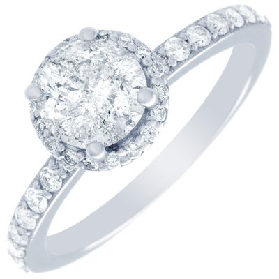 GIA Certified 2.10 CTW Round Halo Style 18k Gold Diamond Engagement Ring